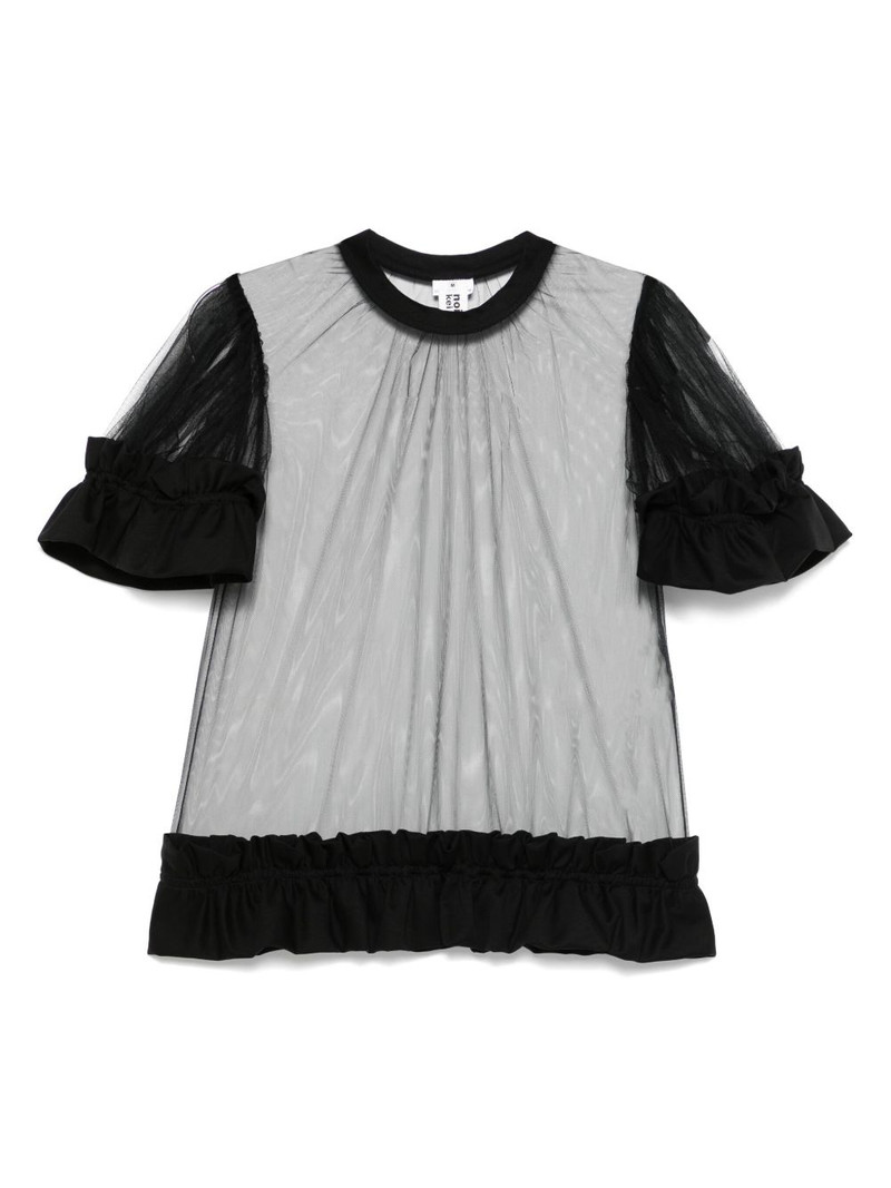 ruffle-detail sheer blouse 1