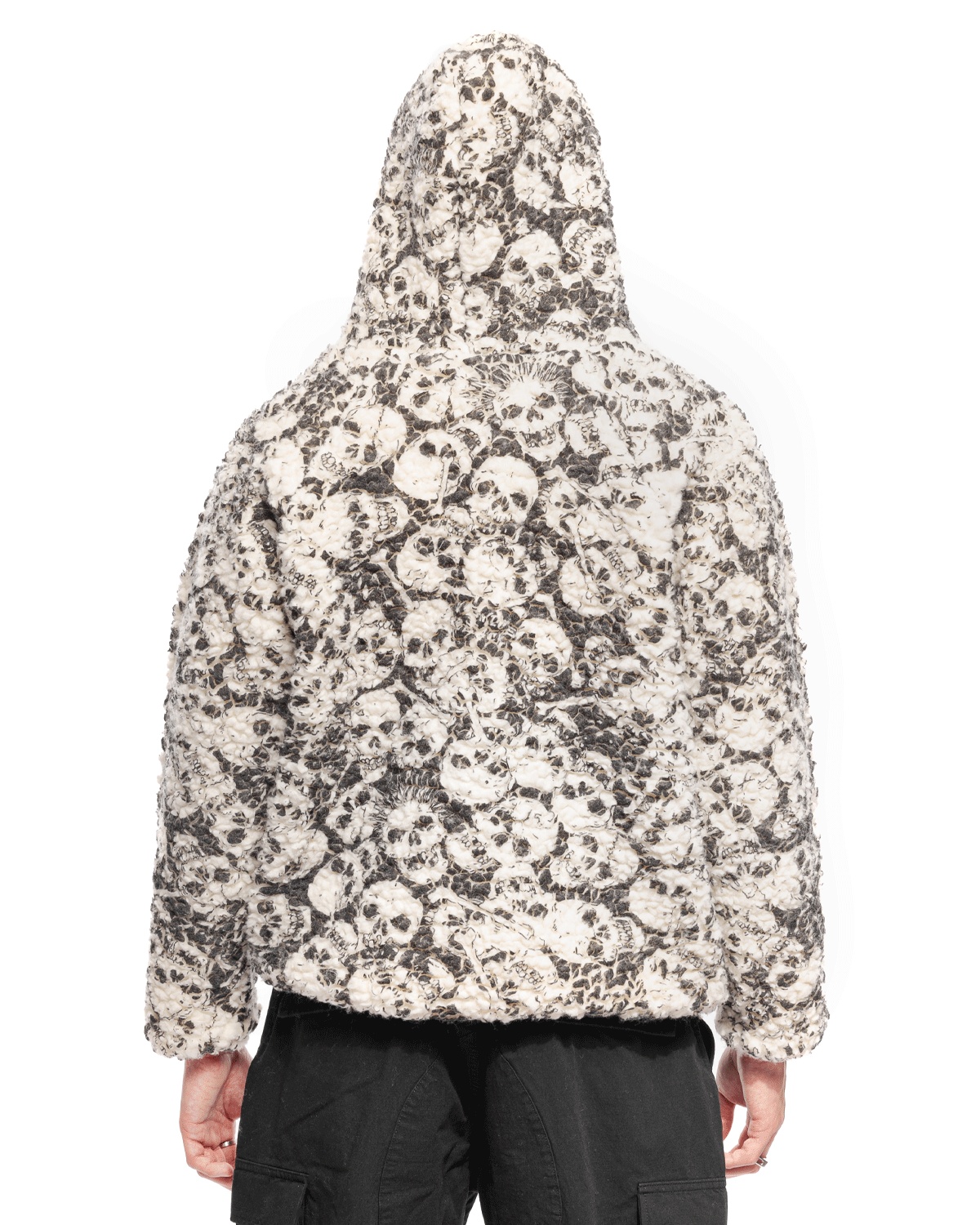ERL Skull Printed Vintage Fleece Hoodie Black | REVERSIBLE