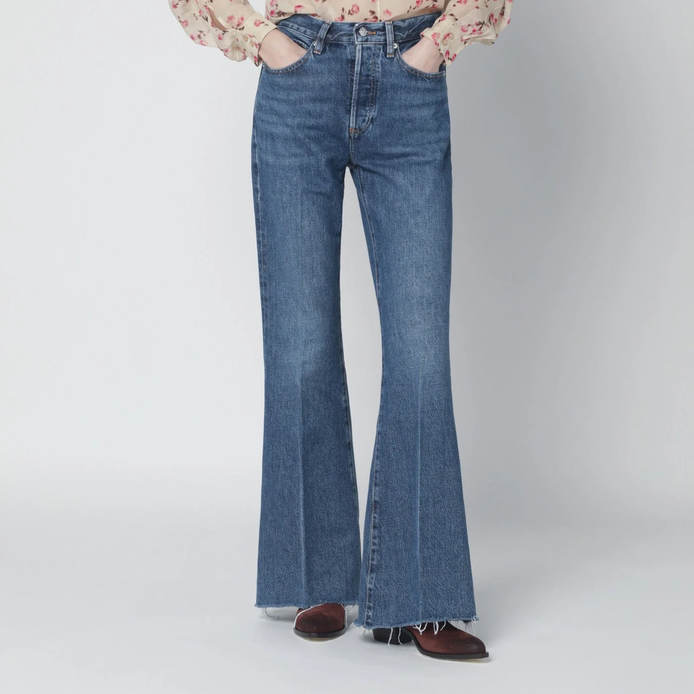 Frame The Lax Blue Jeans In Regenerated Denim Women - 1