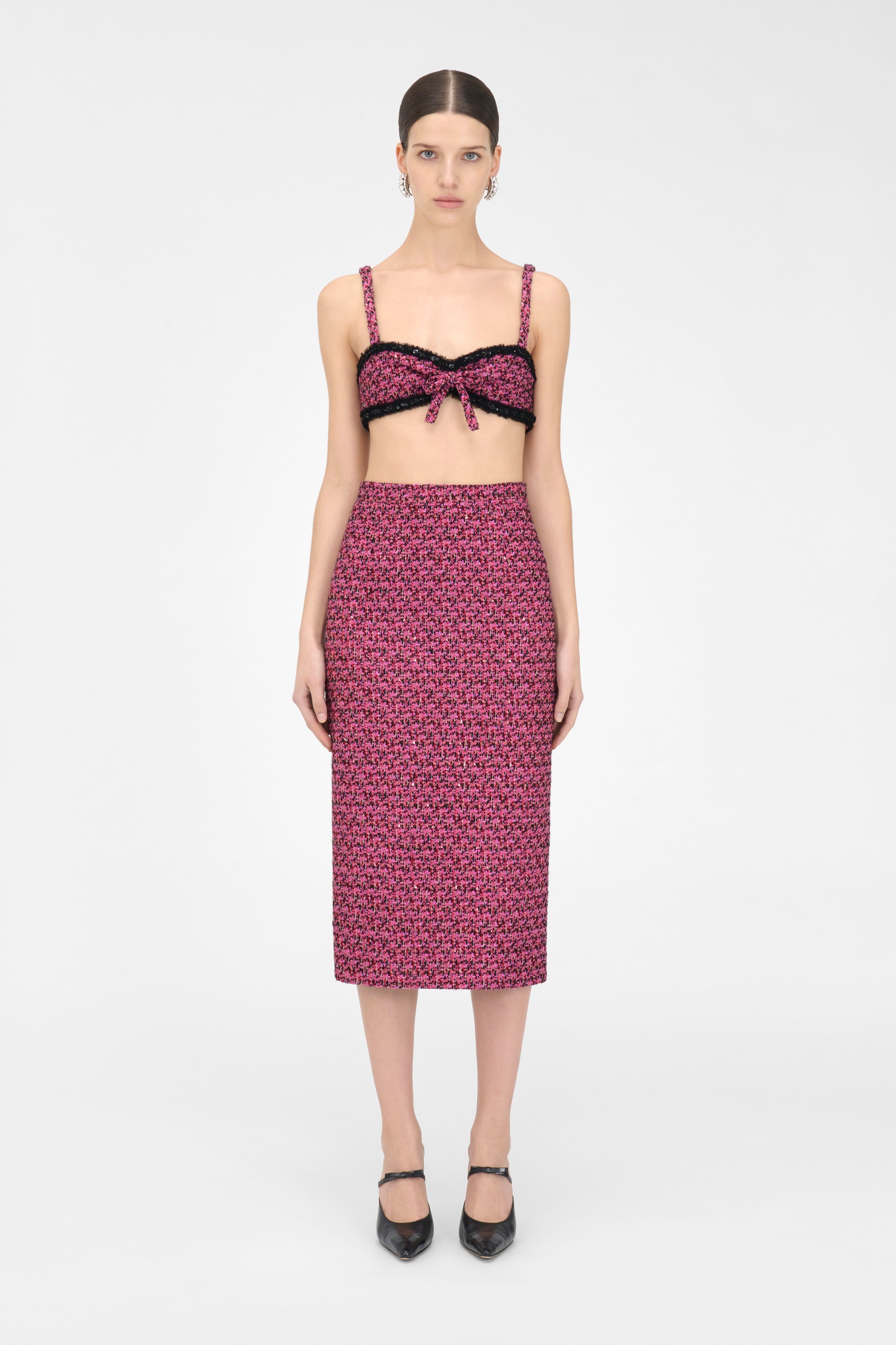 SEQUIN TWEED MIDI SKIRT - 3