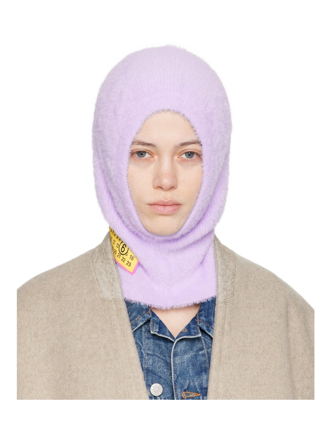 MM6 Maison Margiela Purple Furry Worn Out Intarsia Balaclava