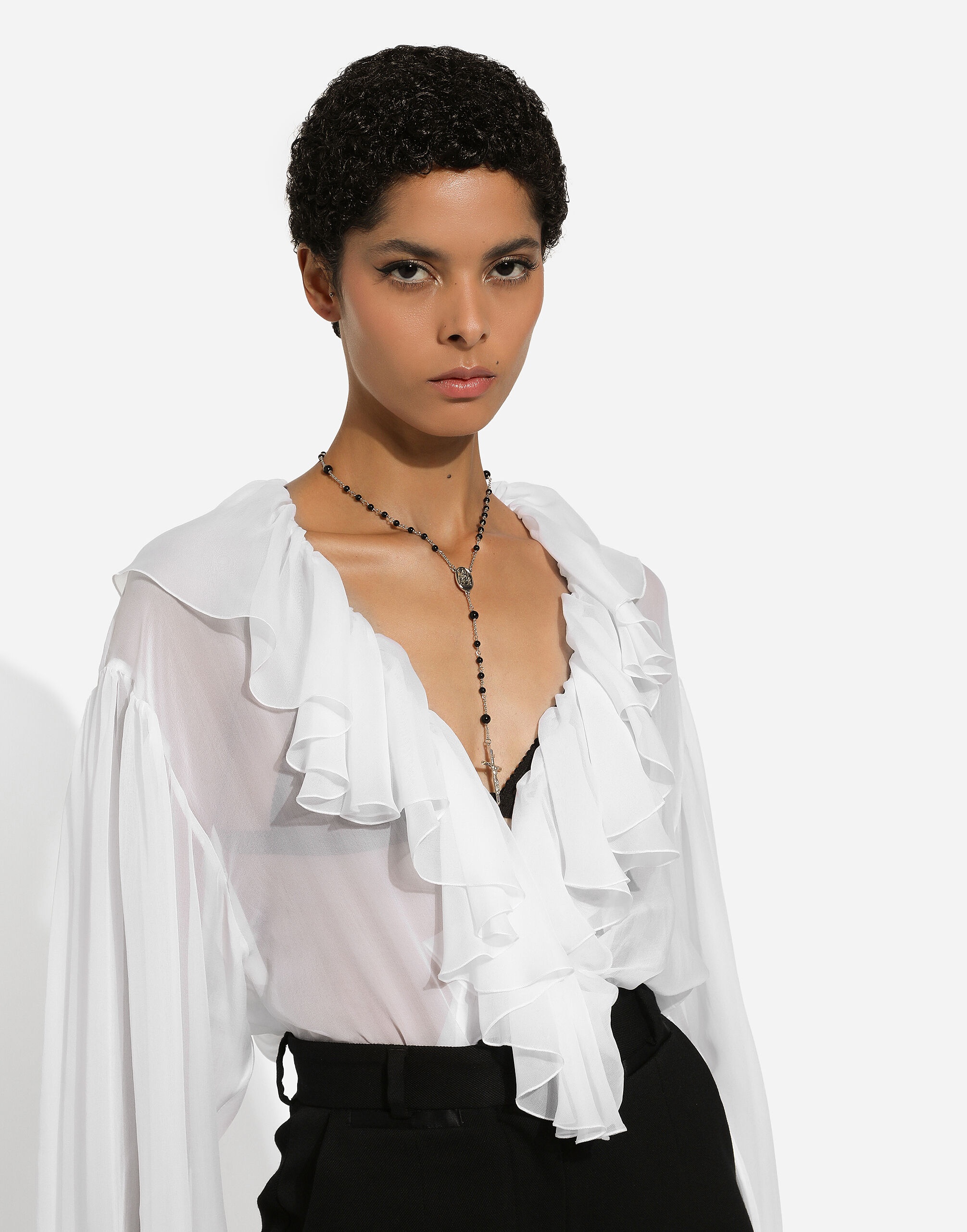 Chiffon blouse with ruffles - 8