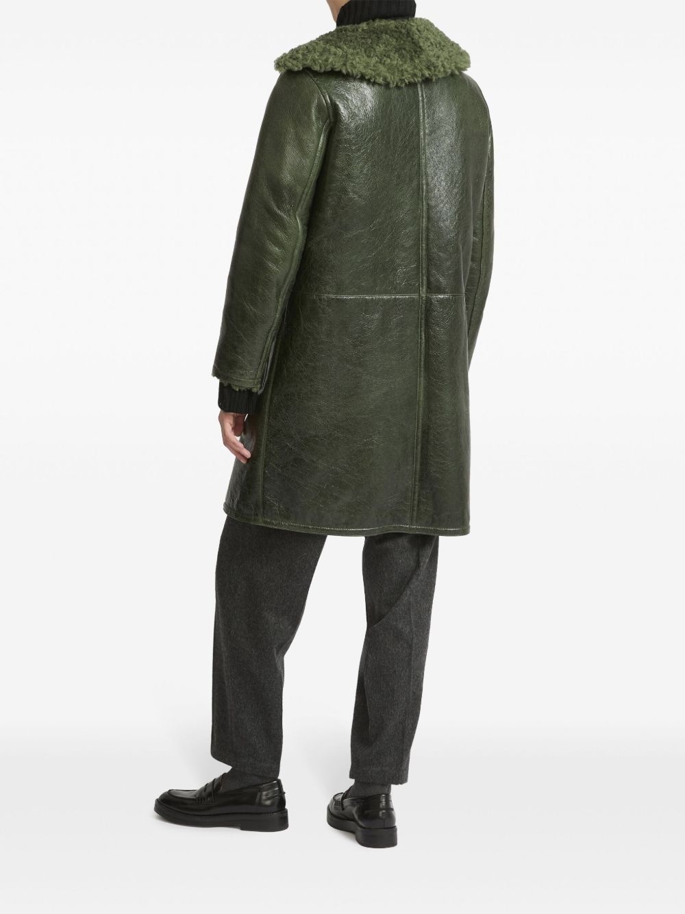 patent-finish leather coat - 3