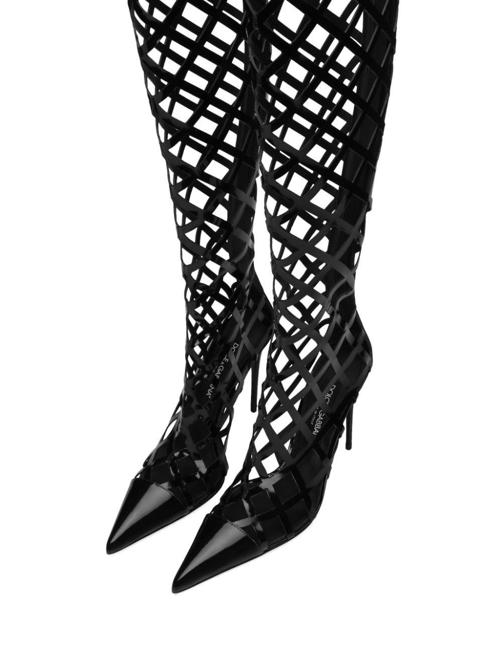 cage knee-length boots - 4