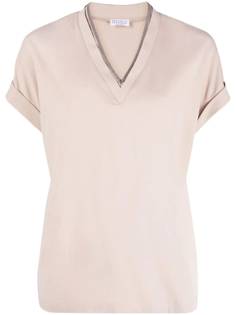 V-neck stretch-cotton T-shirt - 1