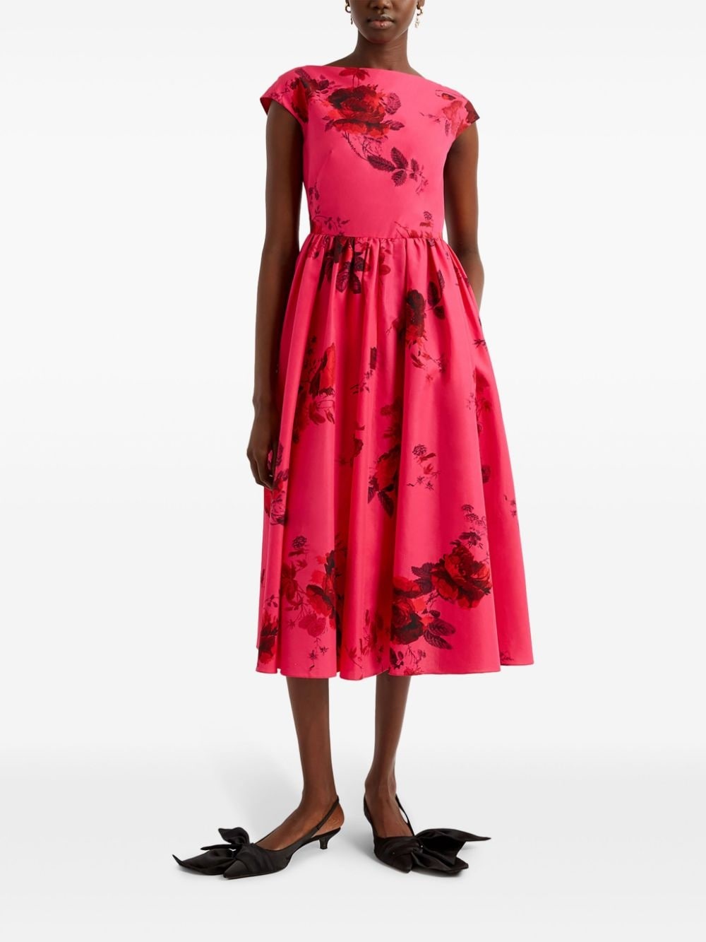 floral-print cotton midi dress - 6