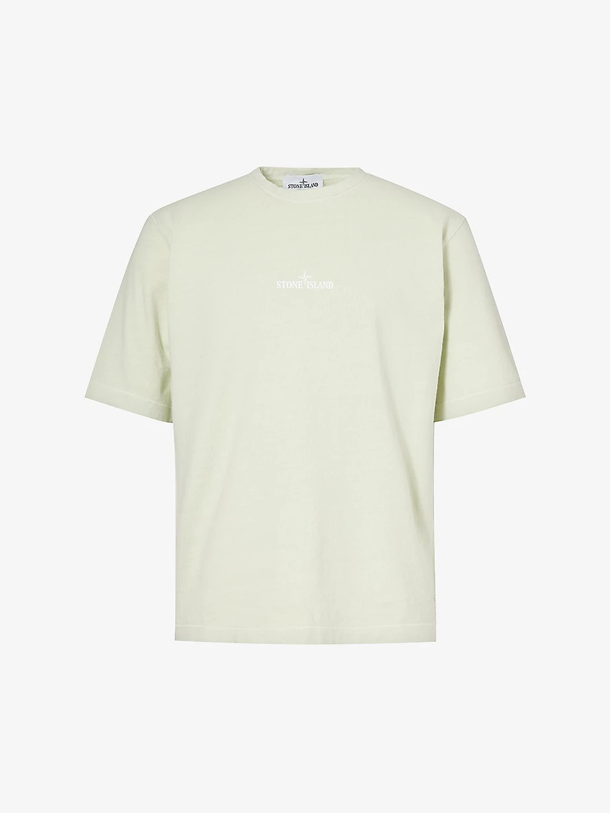 Stone Island Tinto Terra brand print cotton jersey T shirt selfridges REVERSIBLE