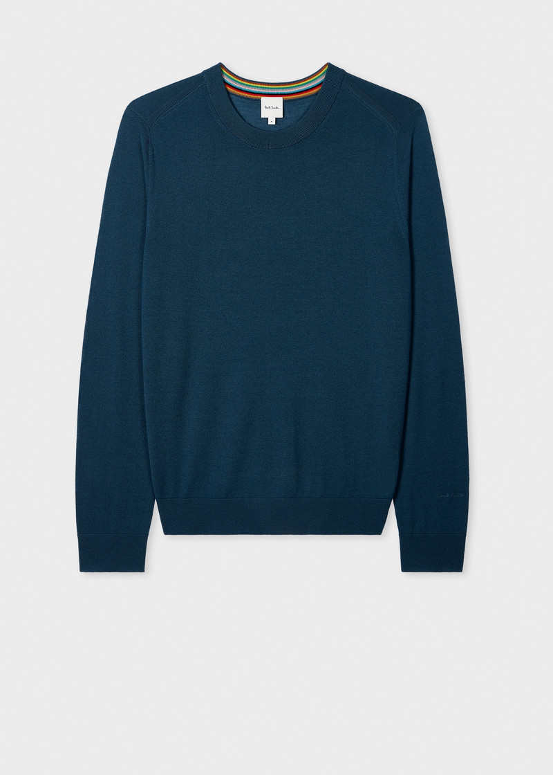 Petrol Blue Merino Wool Sweater 1