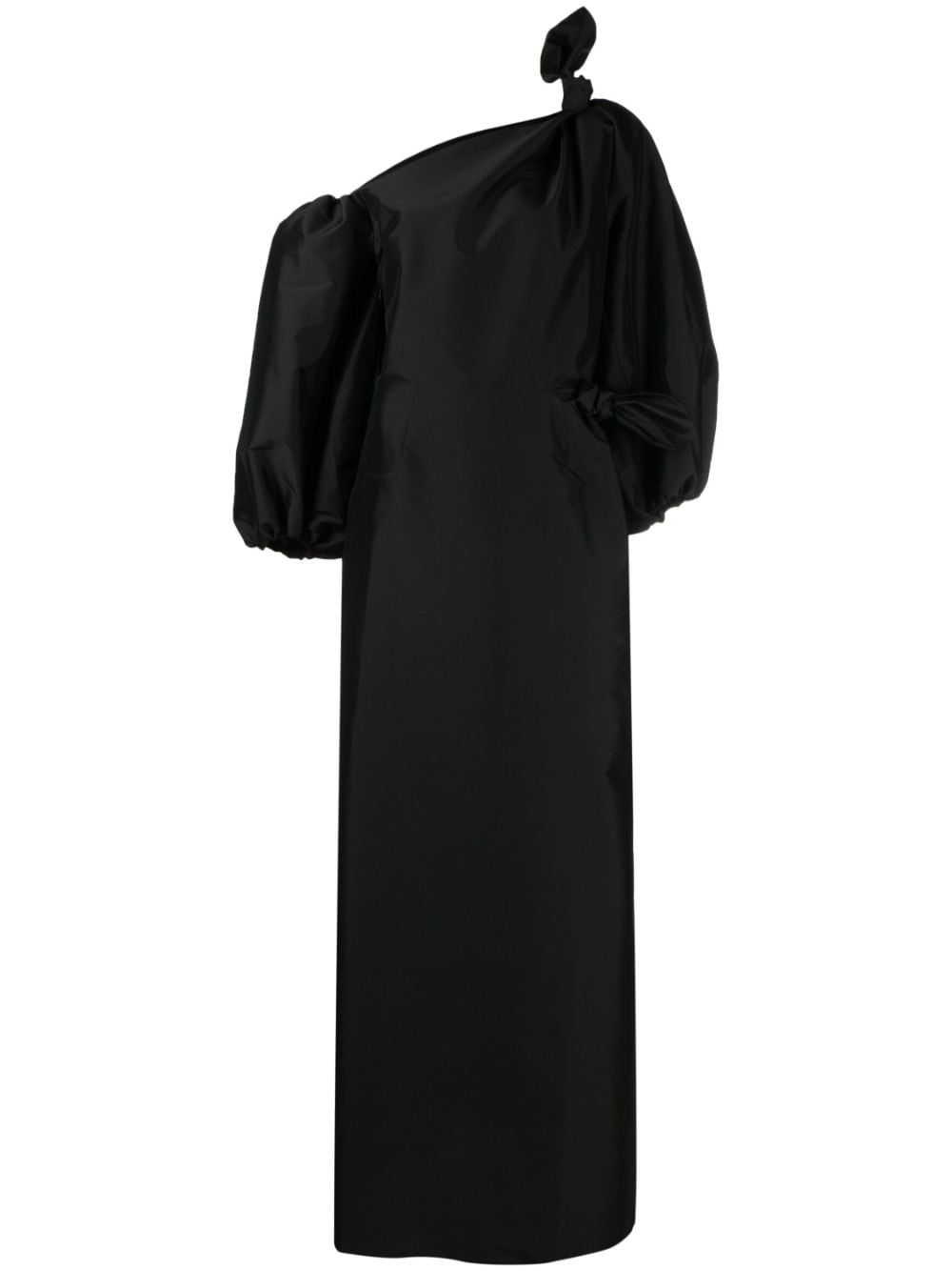 puff-sleeve asymmetric long dress - 1