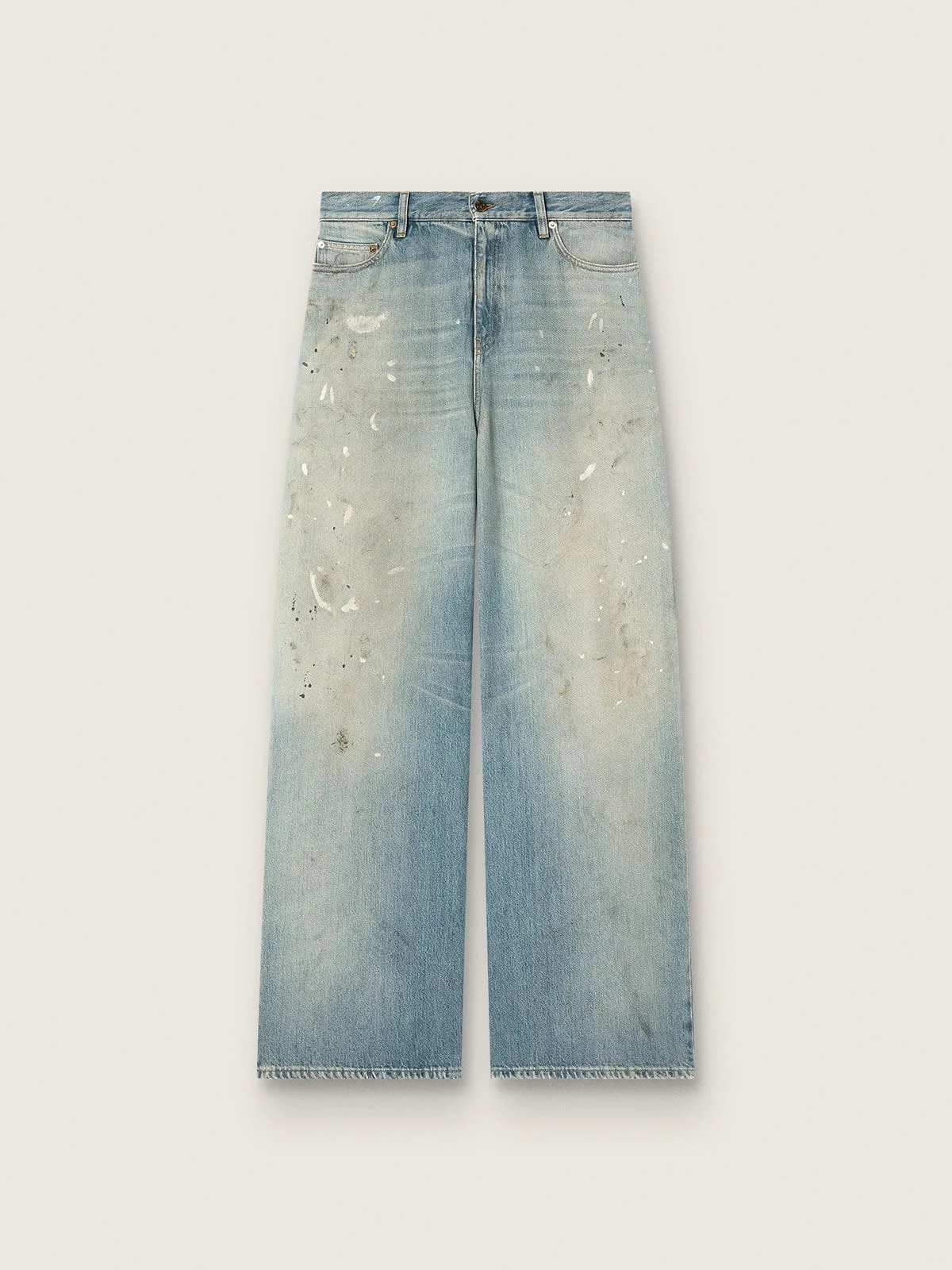 Women's jeans in light blue denim with Golden embroidered logo - 1