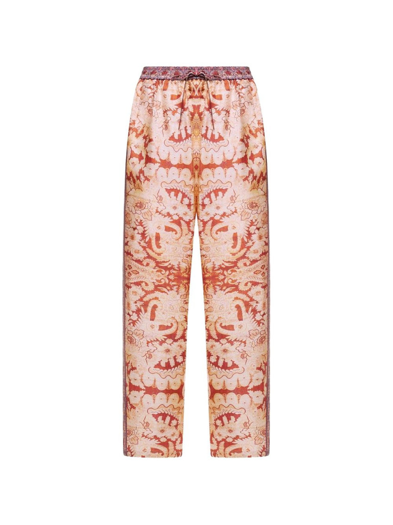tapestry-print silk trousers 1