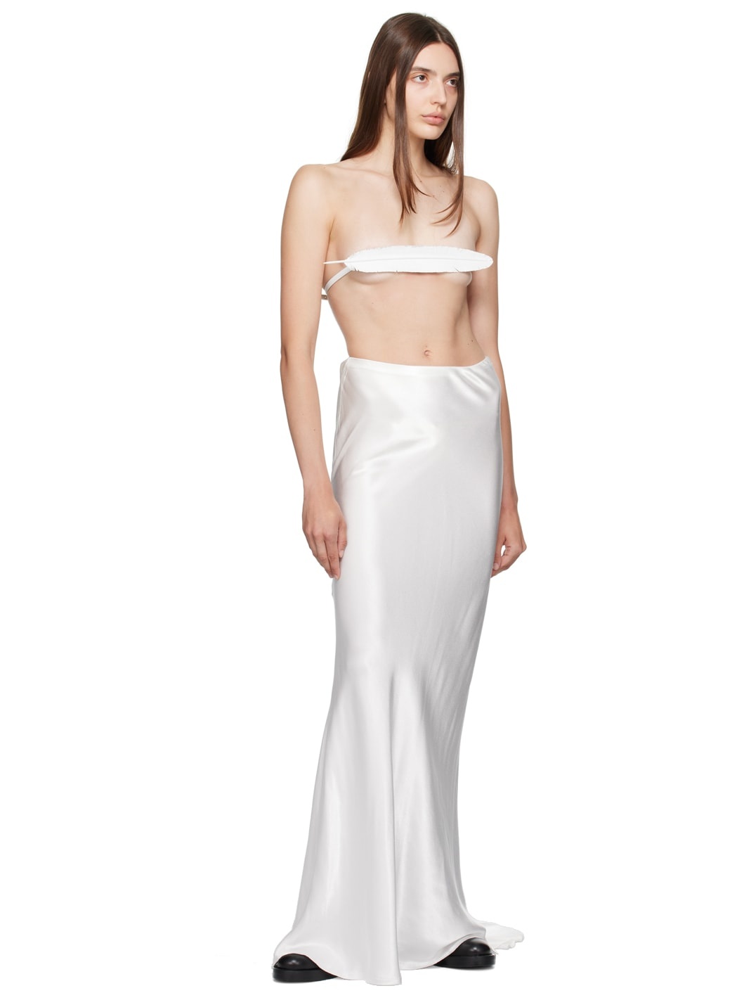 White Madeleen X-Long Flared Maxi Skirt - 4