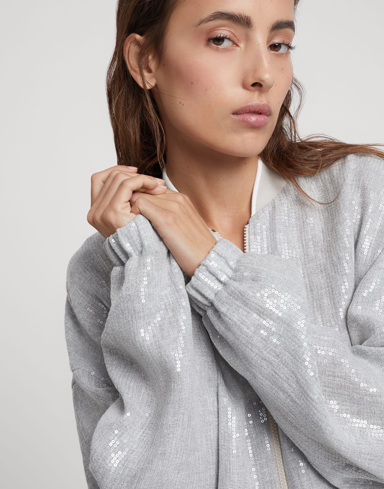 Linen gauze dazzling bomber jacket - 3