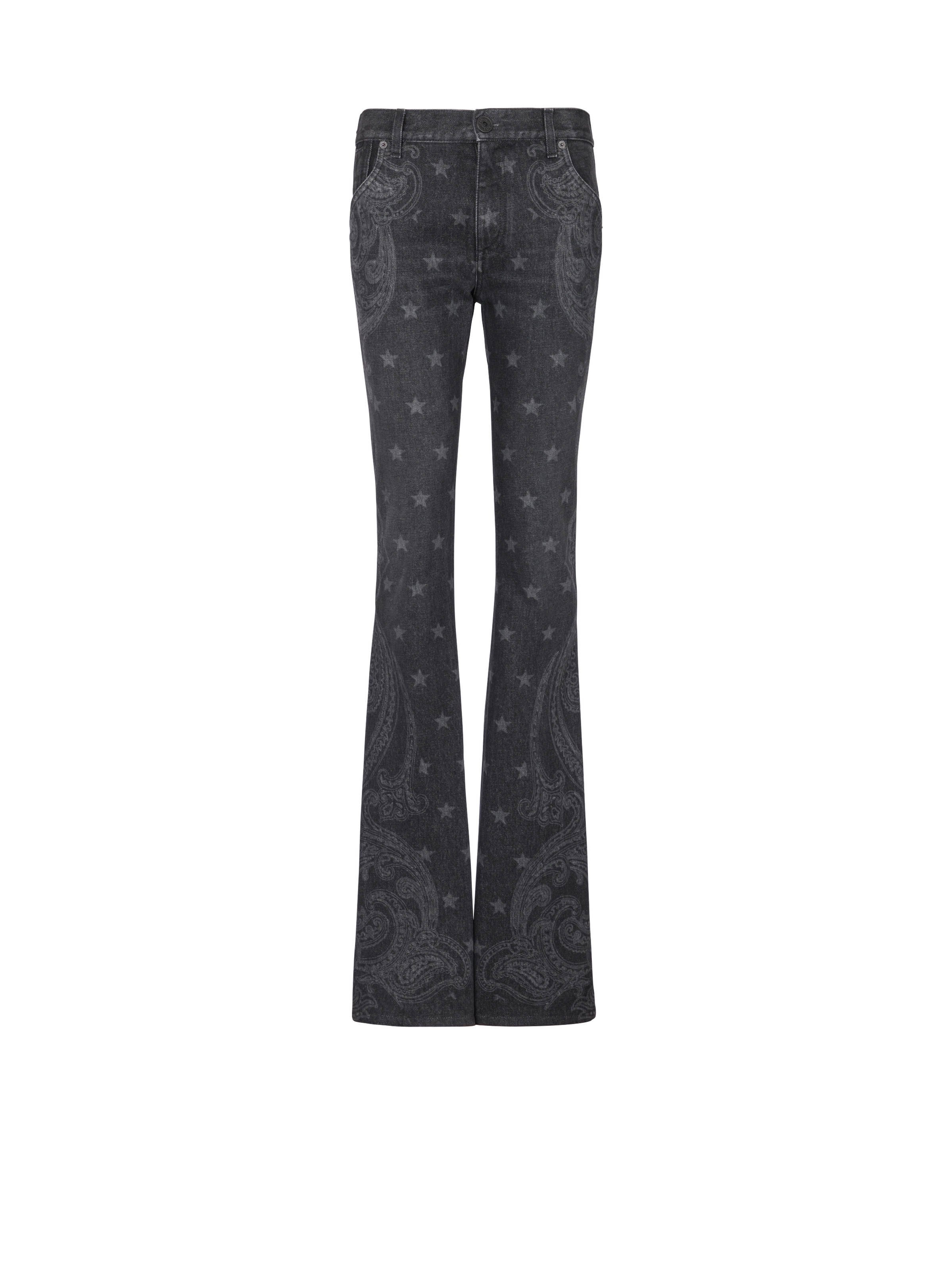 Star and paisley print denim jeans - 1