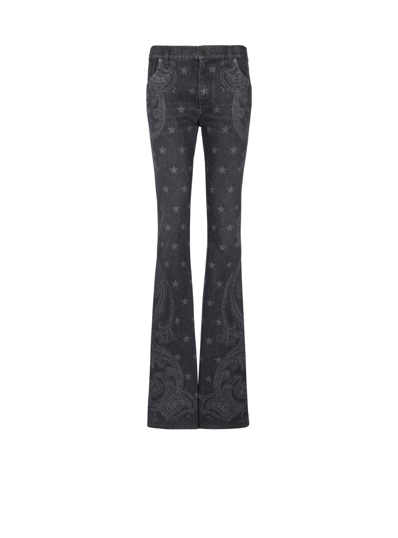 Star and paisley print denim jeans 1