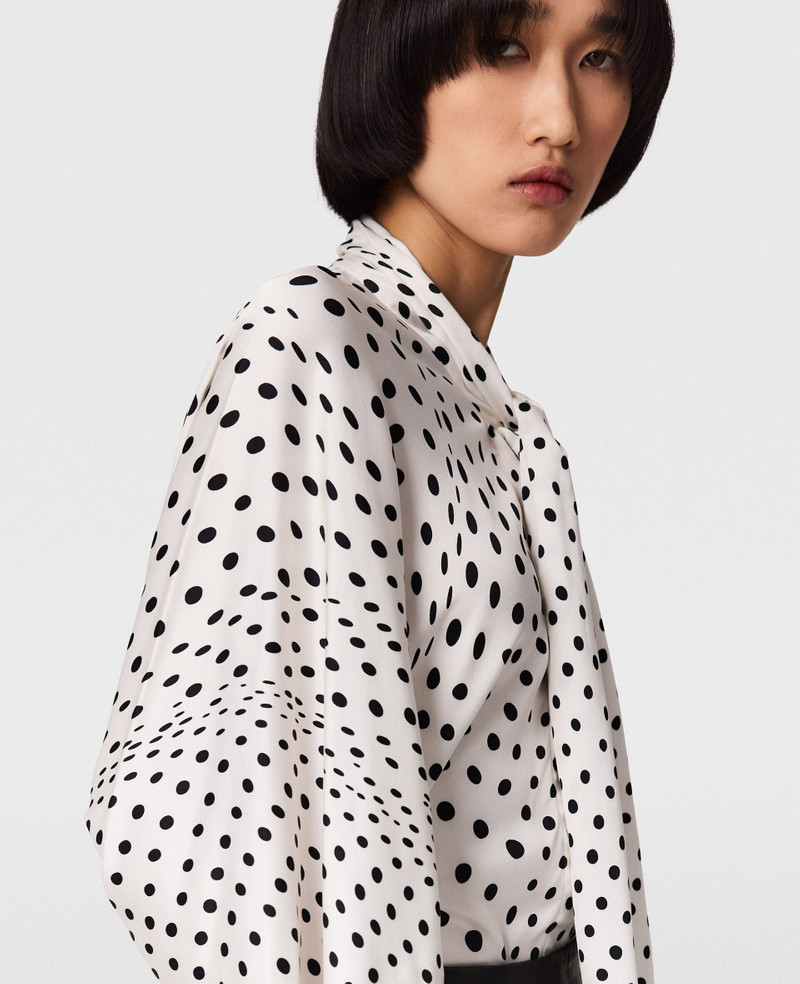 Tie-Neck Polka Dot Viscose Shirt 3