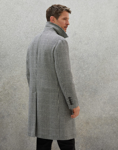 Brunello Cucinelli One-and-a-half breasted soft fit coat in virgin wool Prince of Wales outlook