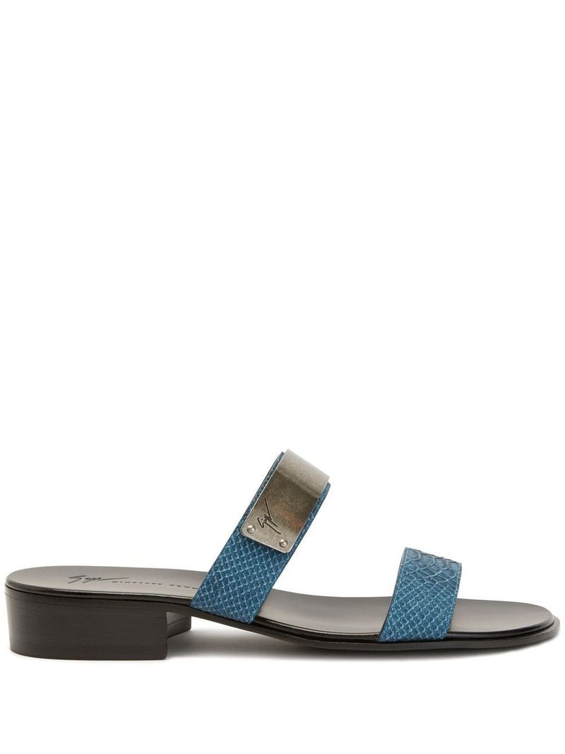 metal-plaque snakeskin-effect sandals 1