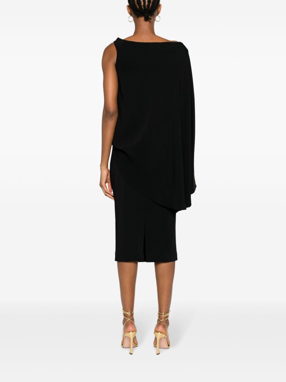 asymmetric silk midi dress - 4
