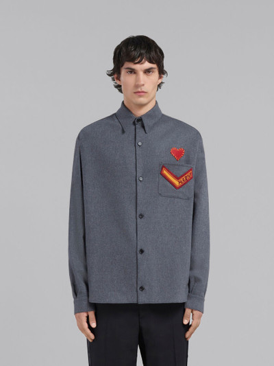 Marni GREY FLANNEL SHIRT WITH PATCHES outlook