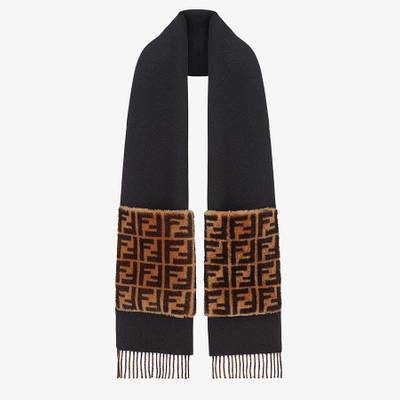 FENDI Black wool and cashmere scarf outlook