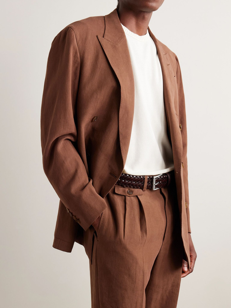 Anderson's 3.5cm Woven Leather Belt Brown outlook
