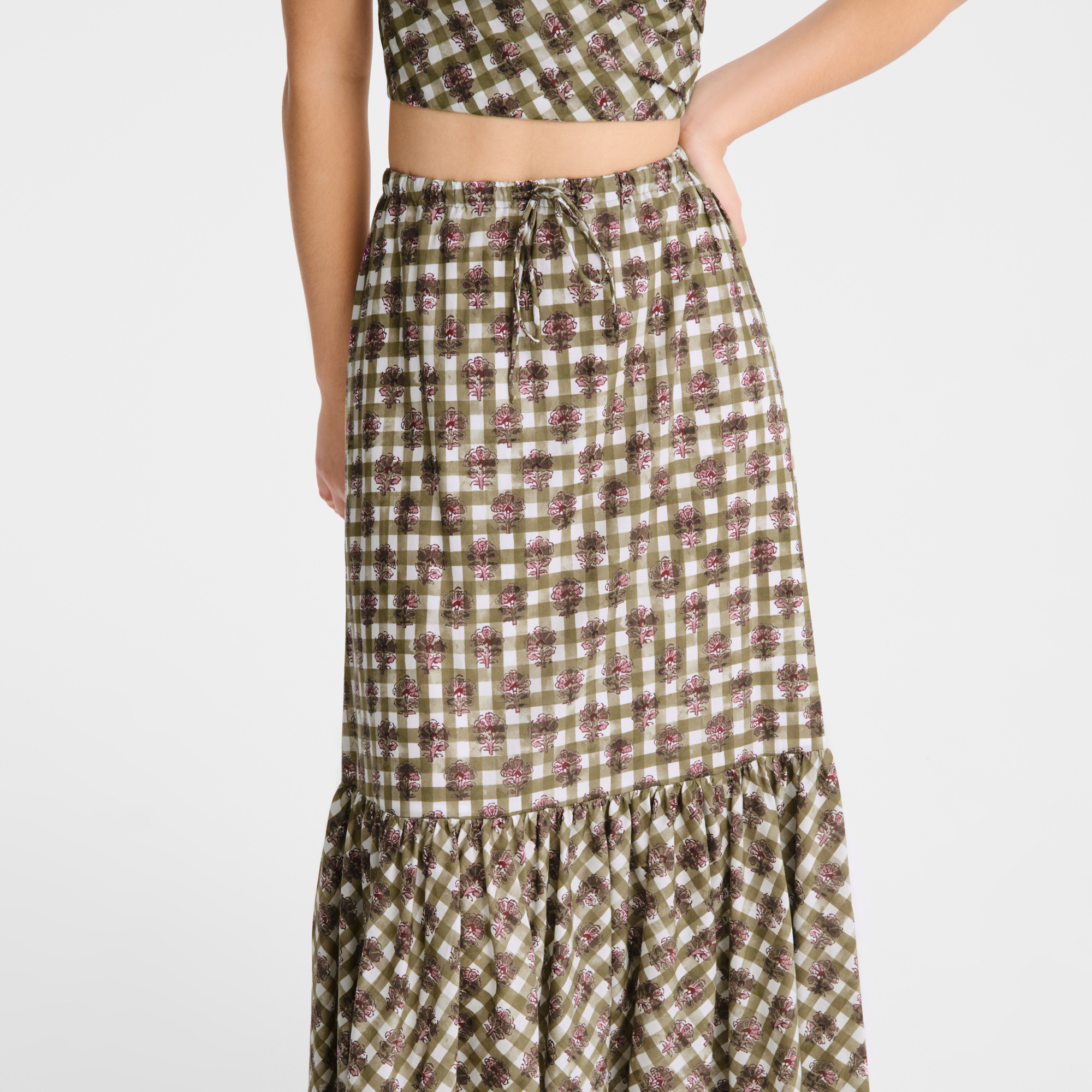 Long skirt Artichoke - Vichy print veil - 3