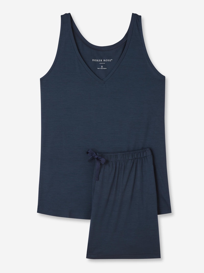 Women's Short Vest Pyjamas Lara Micro Modal Stretch Navy - 1