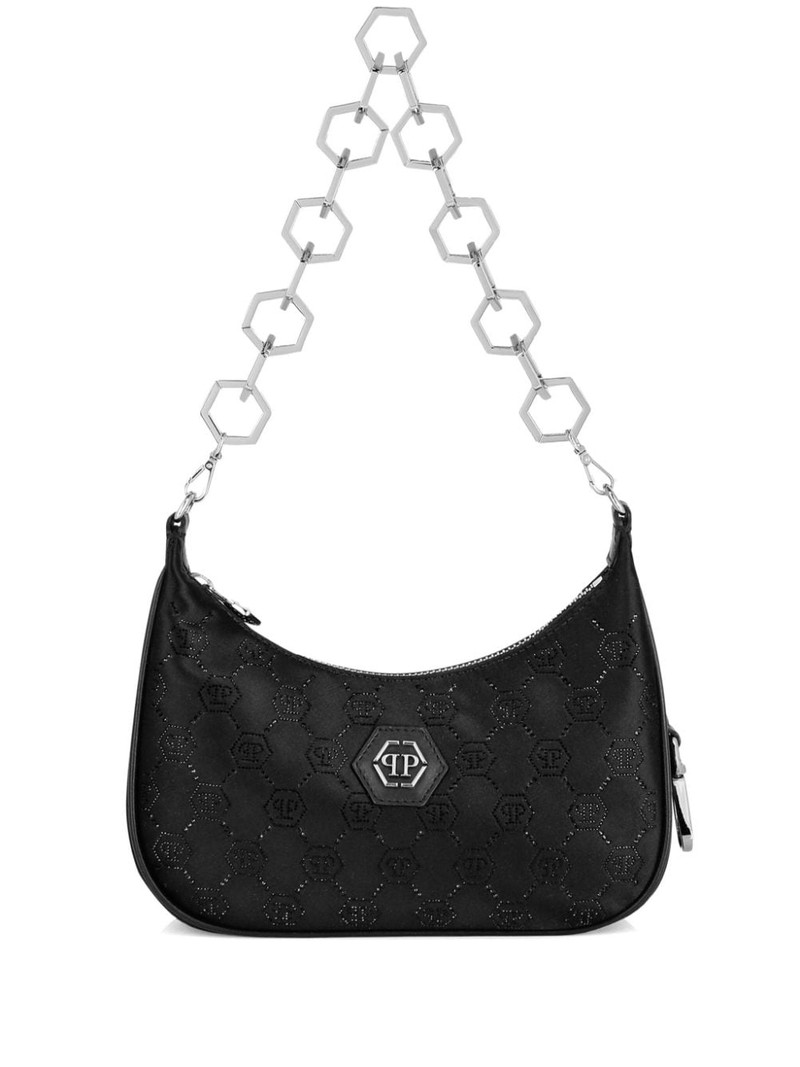 monogram-pattern satin shoulder bag 1