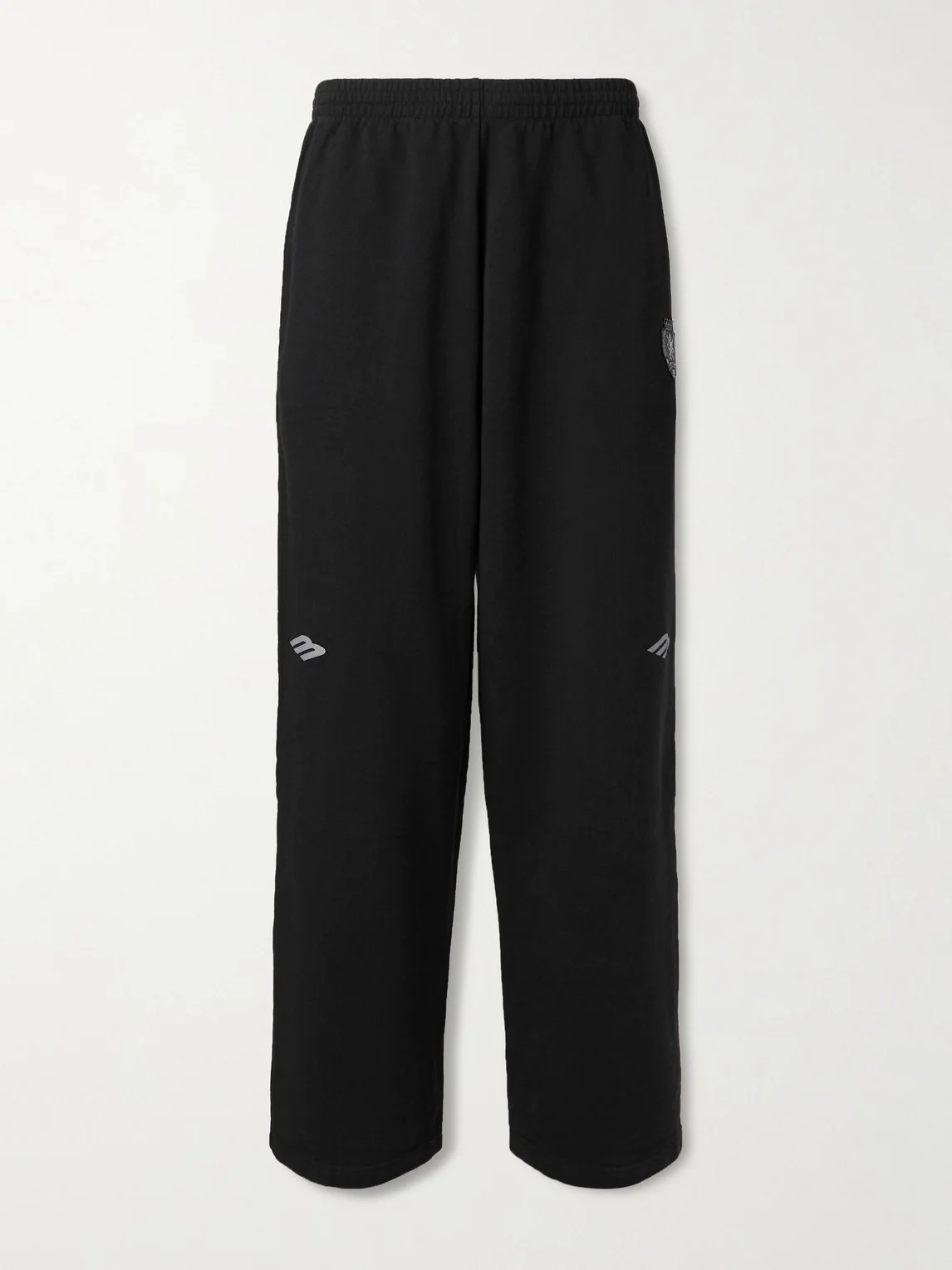 Wide-Leg Logo-Print Appliquéd Cotton-Jersey Sweatpants - 1