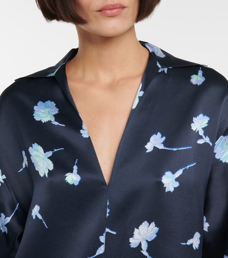 Floral V-neck silk blouse 4