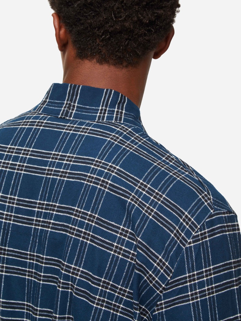 Men's Lounge Gown Kelburn 30 Brushed Cotton Navy - 7