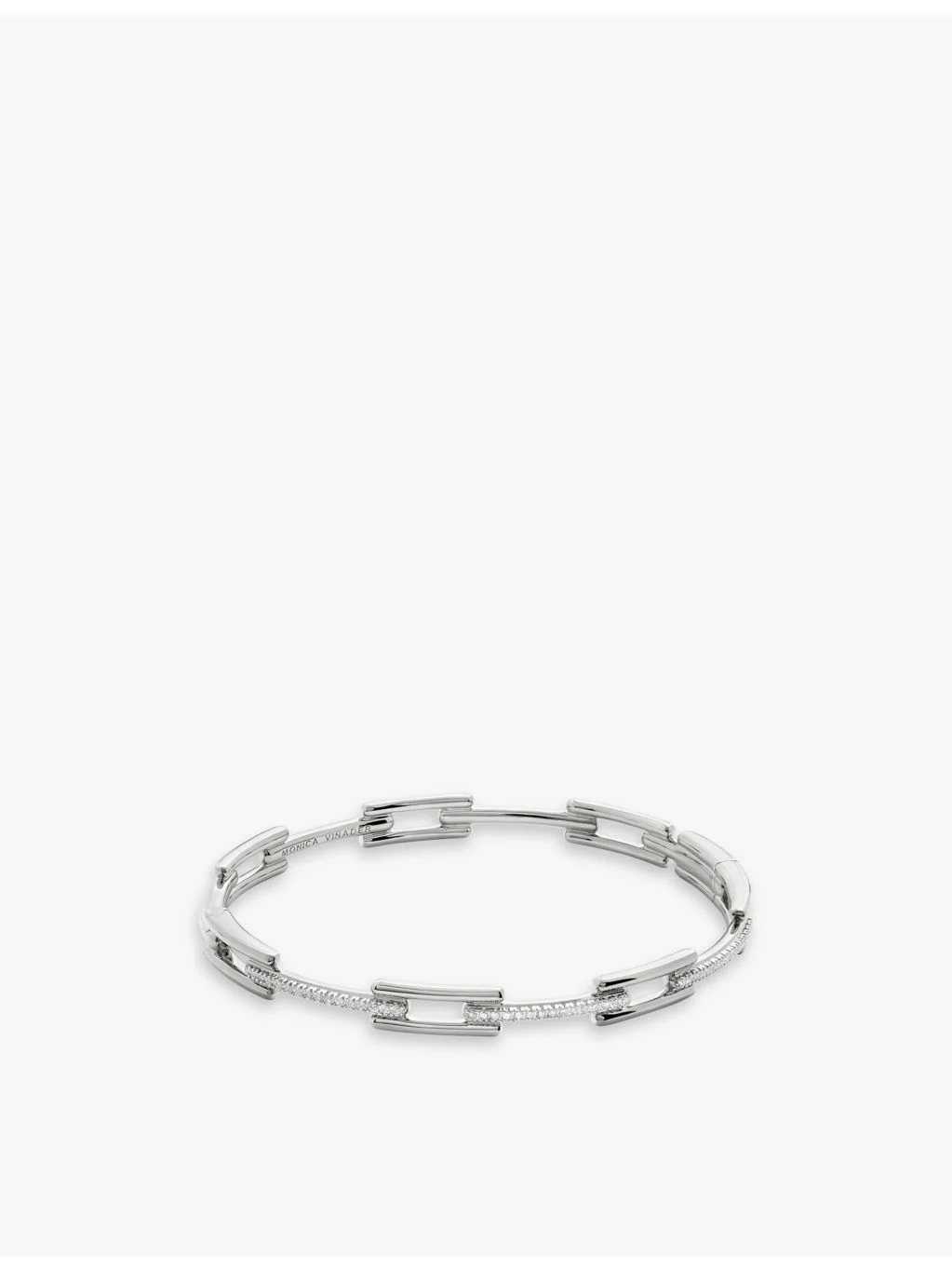 Signature Link sterling-silver and 0.27ct brilliant-cut lab-grown diamond bangle - 1