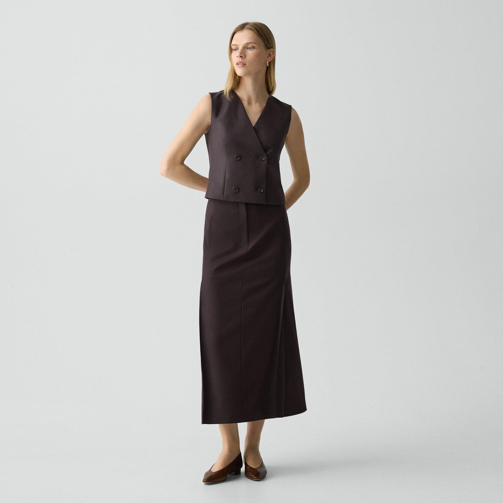 Pleated Maxi Skirt in Wool-Blend Flannel - 2