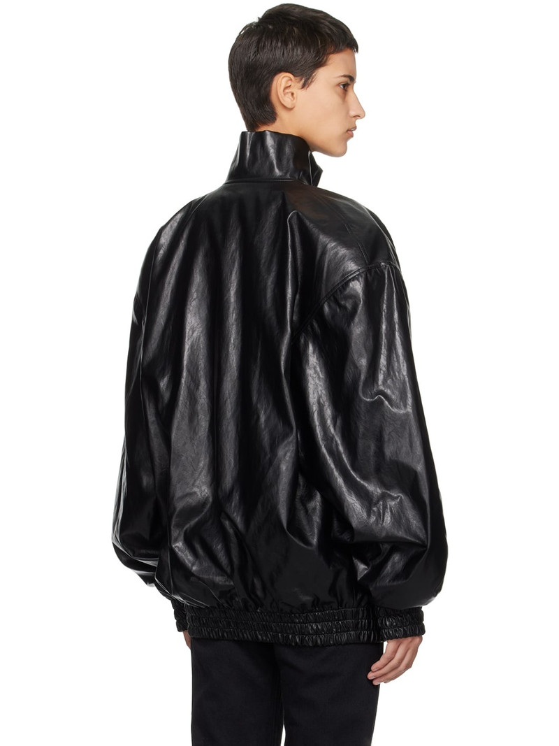 Black Oversized Faux-Leather Jacket 3