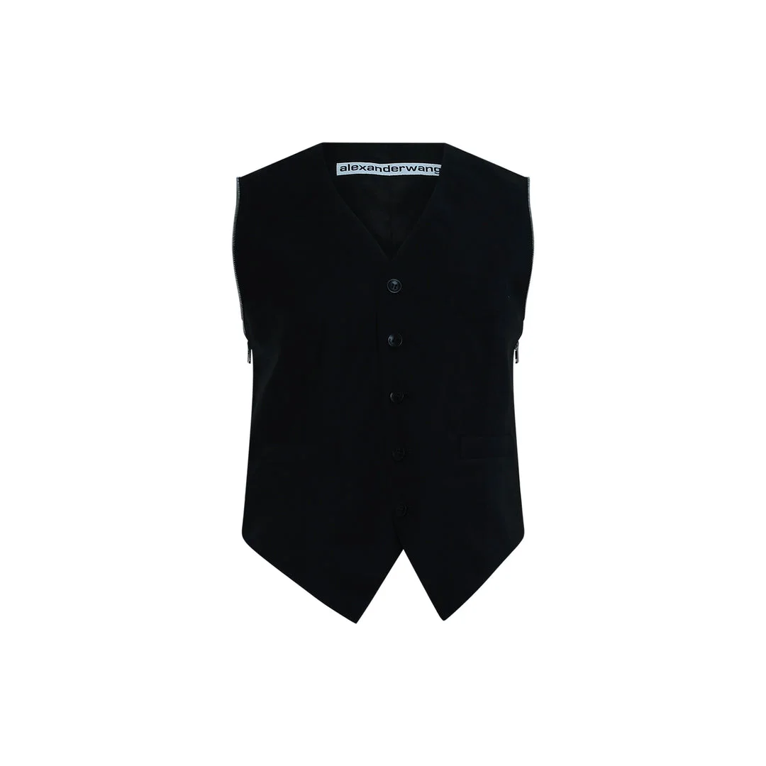 Fitted Tailored Vest with Loop Zip - 1