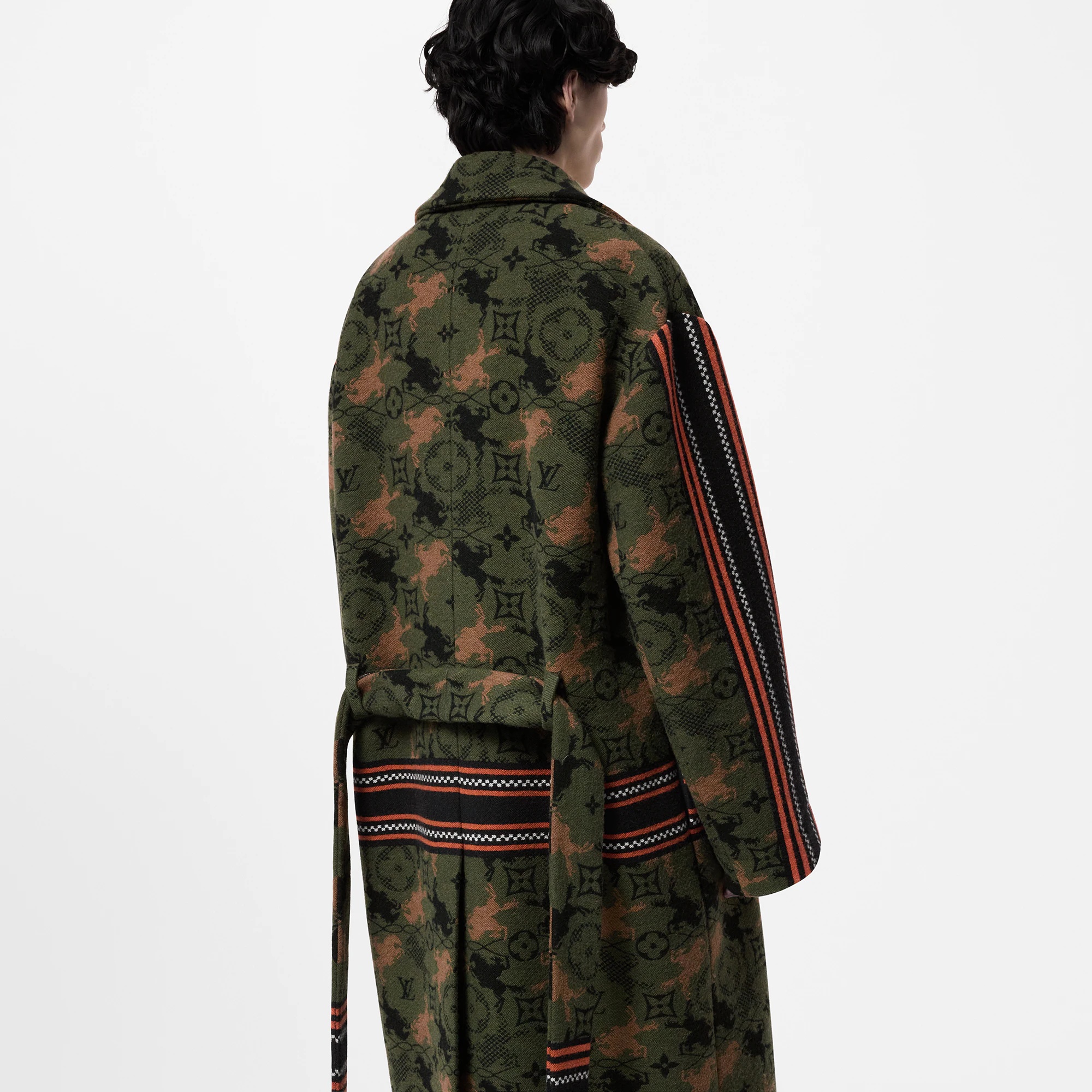 Jacquard Double Face Wool Blanket Coat - 5