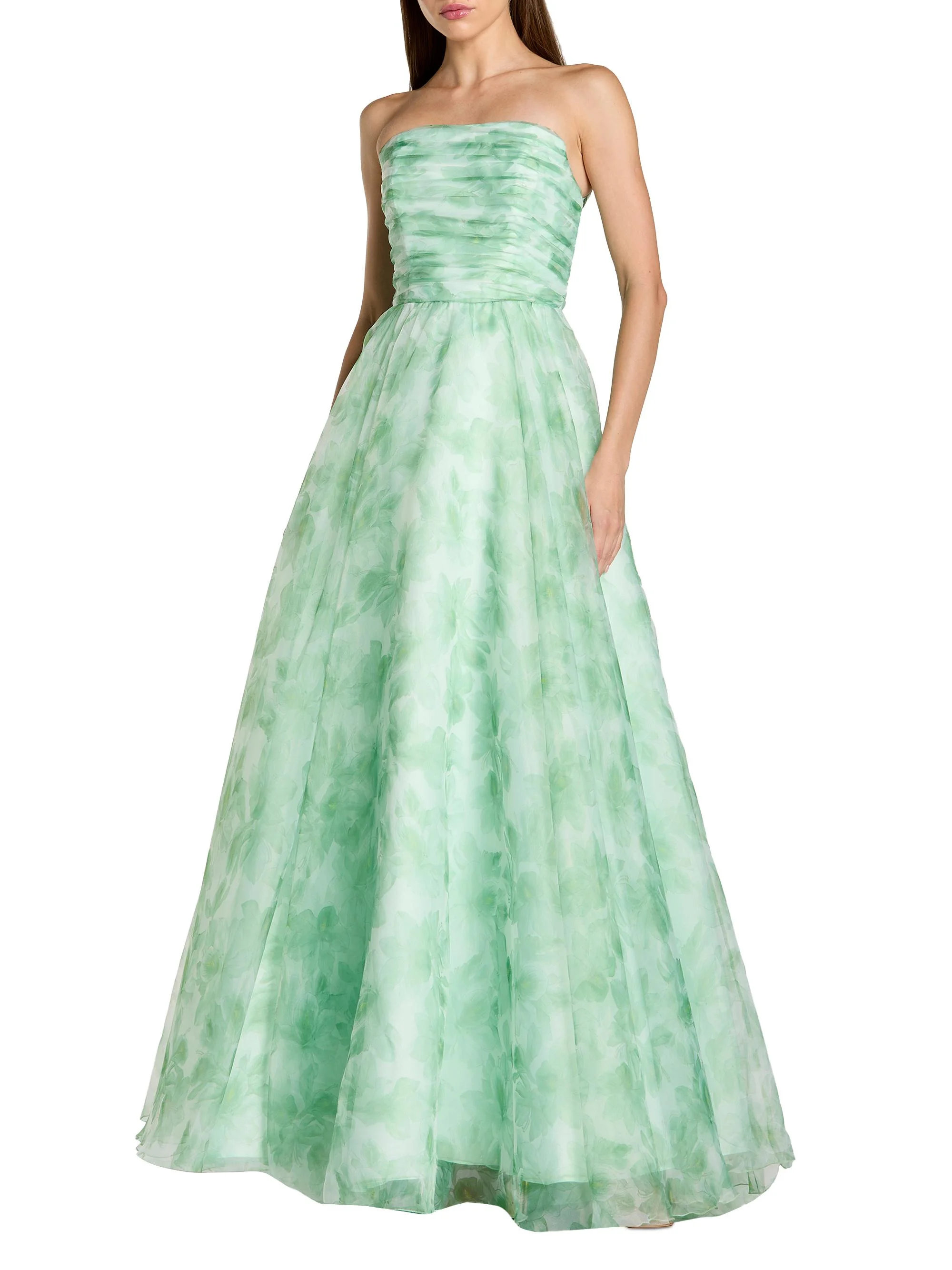 Women's Prom Floral Chiffon Gown - Sage Multi - 1