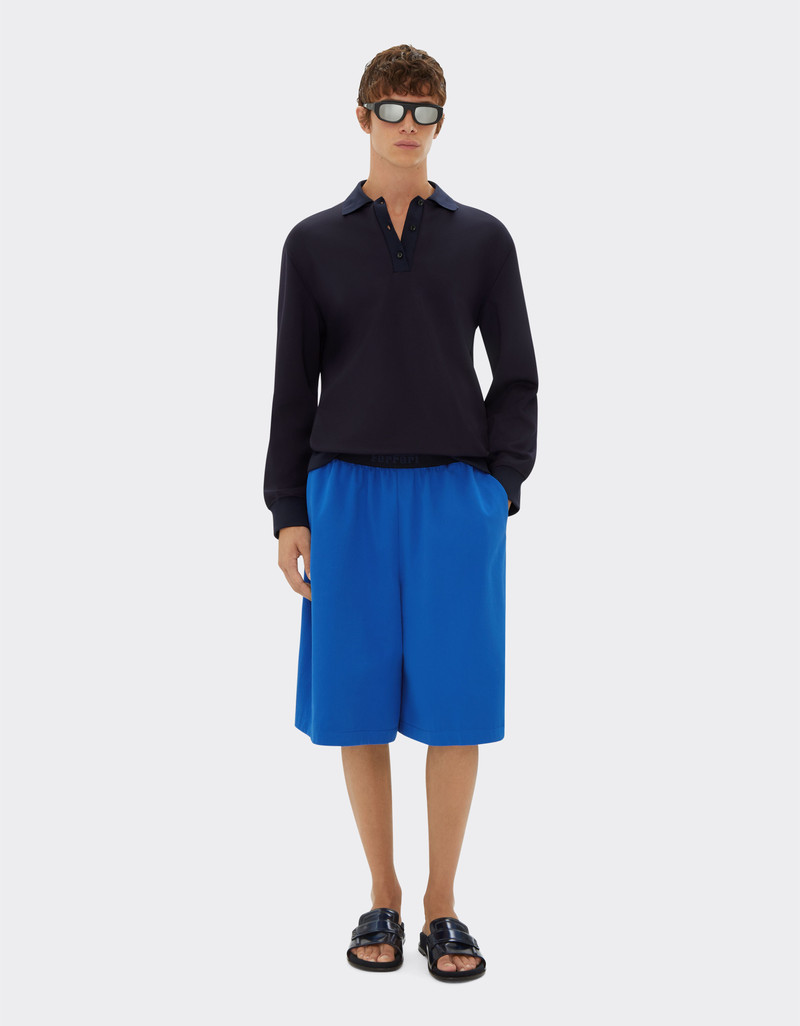 Ferrari Long-sleeved polo shirt in Milano-rib jersey outlook