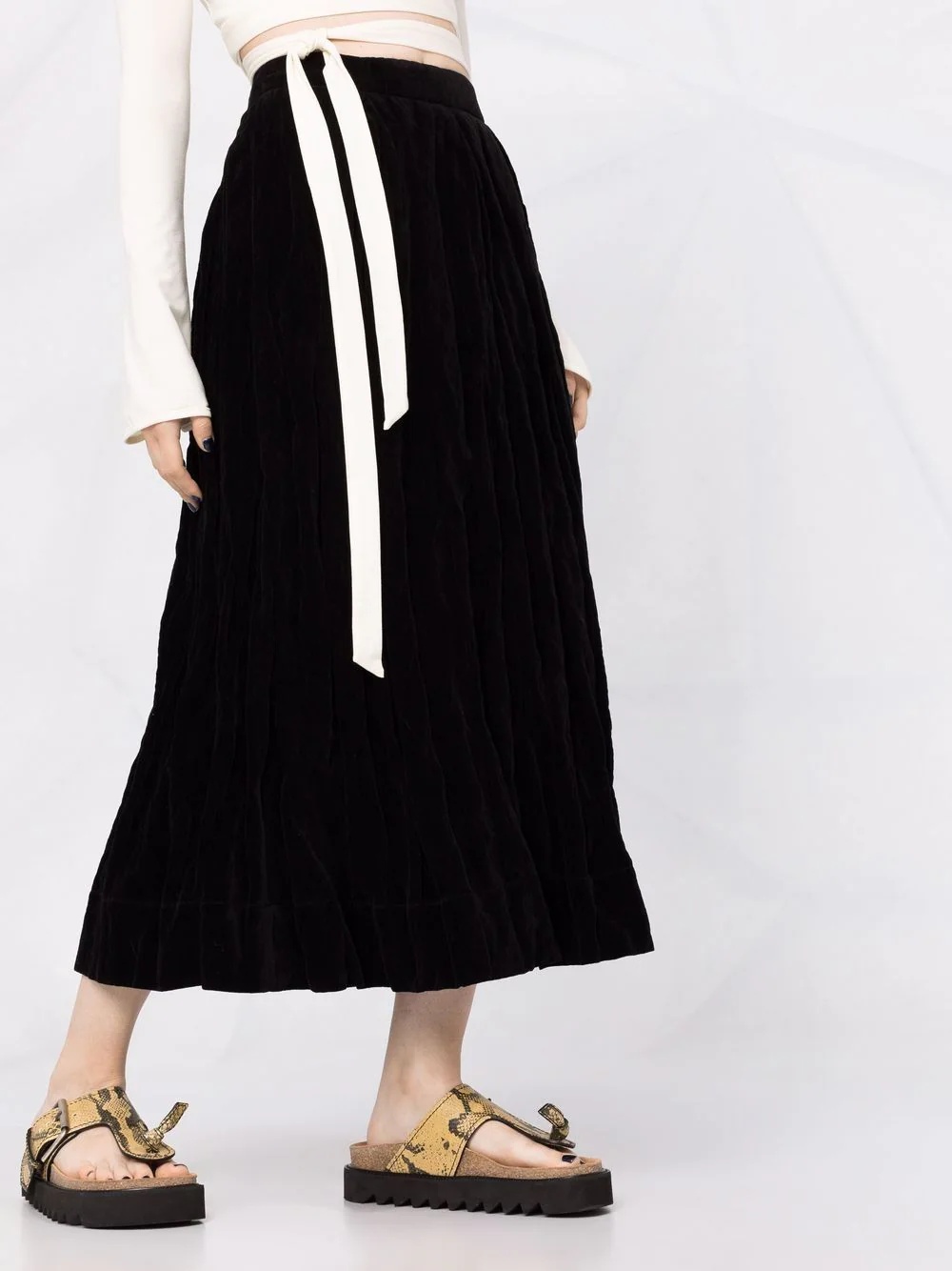 high-waisted velvet-effect skirt - 5