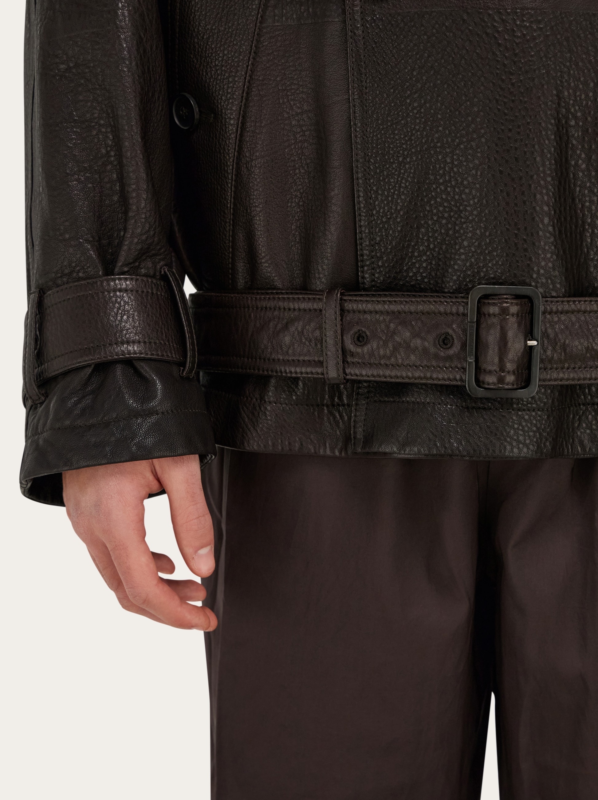 Textured leather jacket - 5