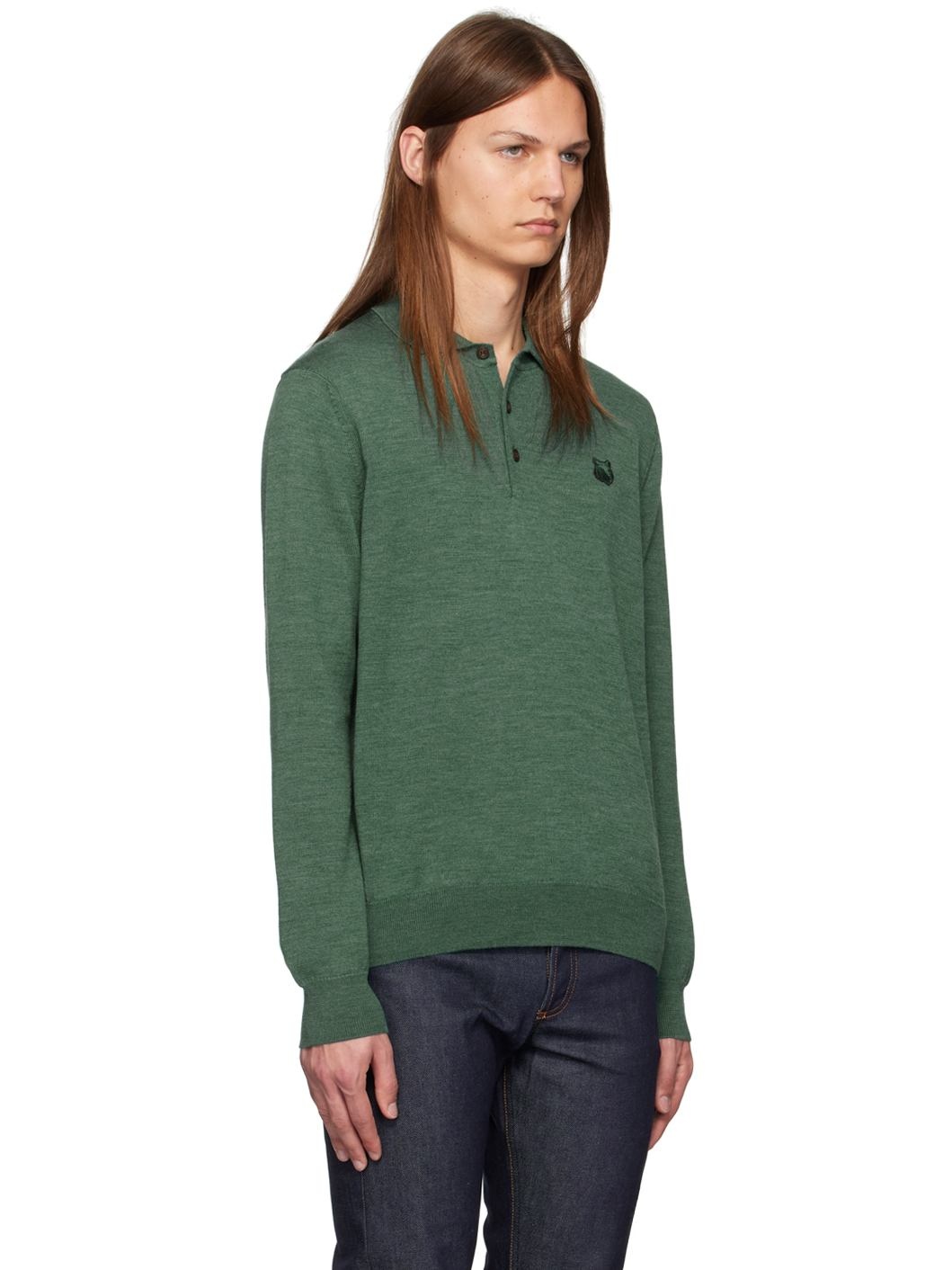 Green Bold Fox Head Patch Polo - 2