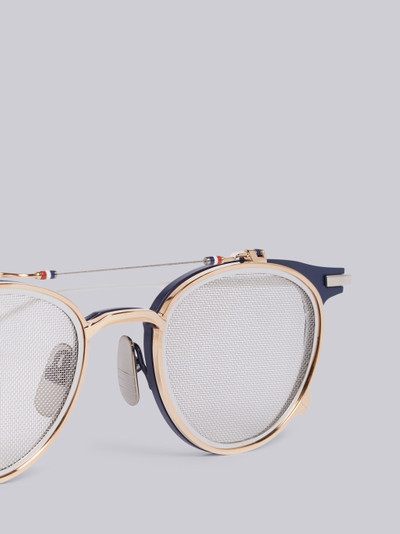 Thom Browne TB814 - Matte Navy and WhIte Gold Clubmaster Sunglasses outlook