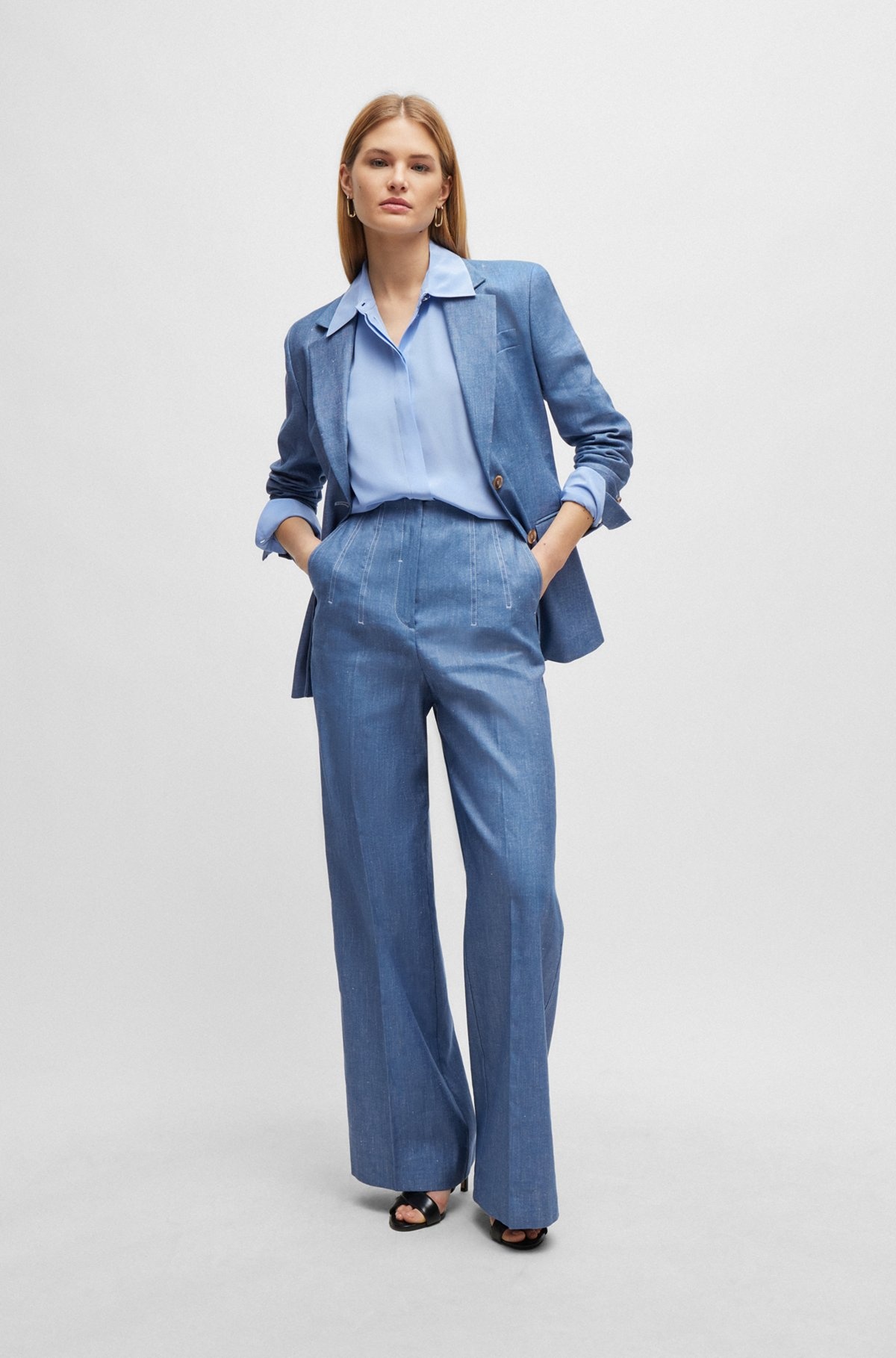 RELAXED-FIT TROUSERS IN LINEN, COTTON AND STRETCH - 3