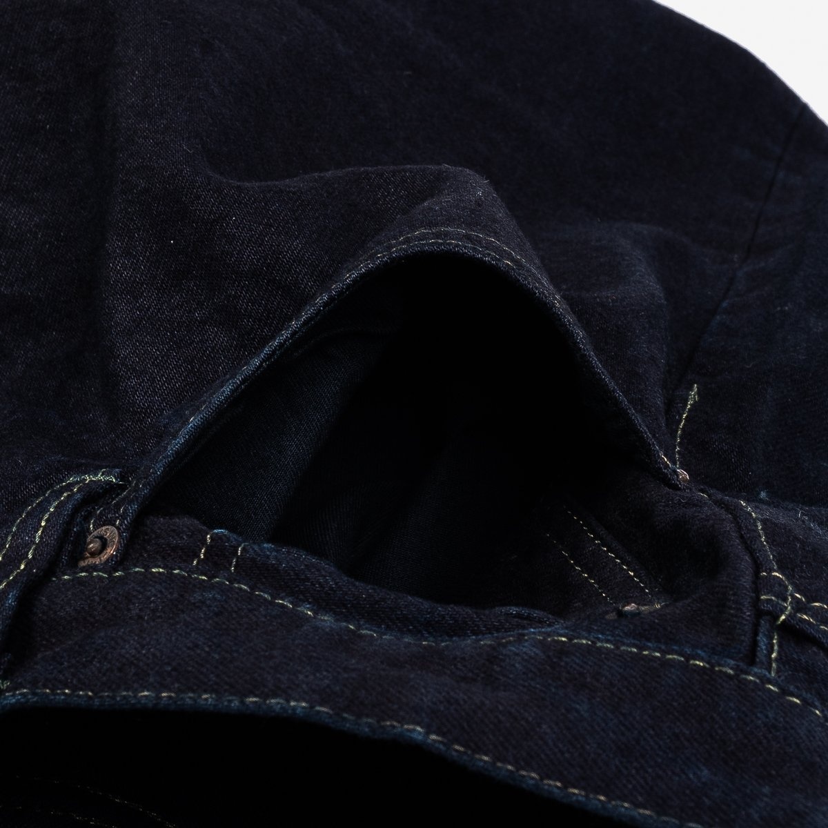 IH-888S-142OD 14oz Selvedge Denim Medium/High Rise Tapered Cut Jeans - Indigo Overdyed Black - 14
