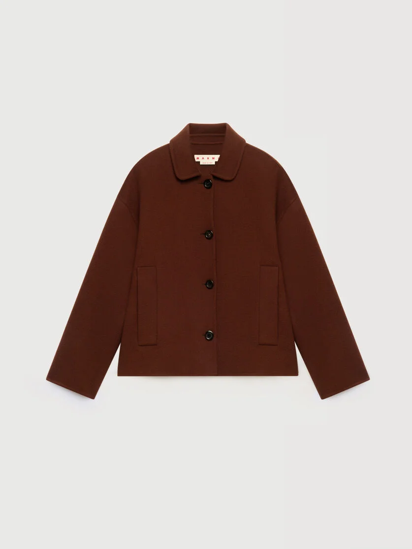 BROWN WOOL-CASHMERE JACKET - 1