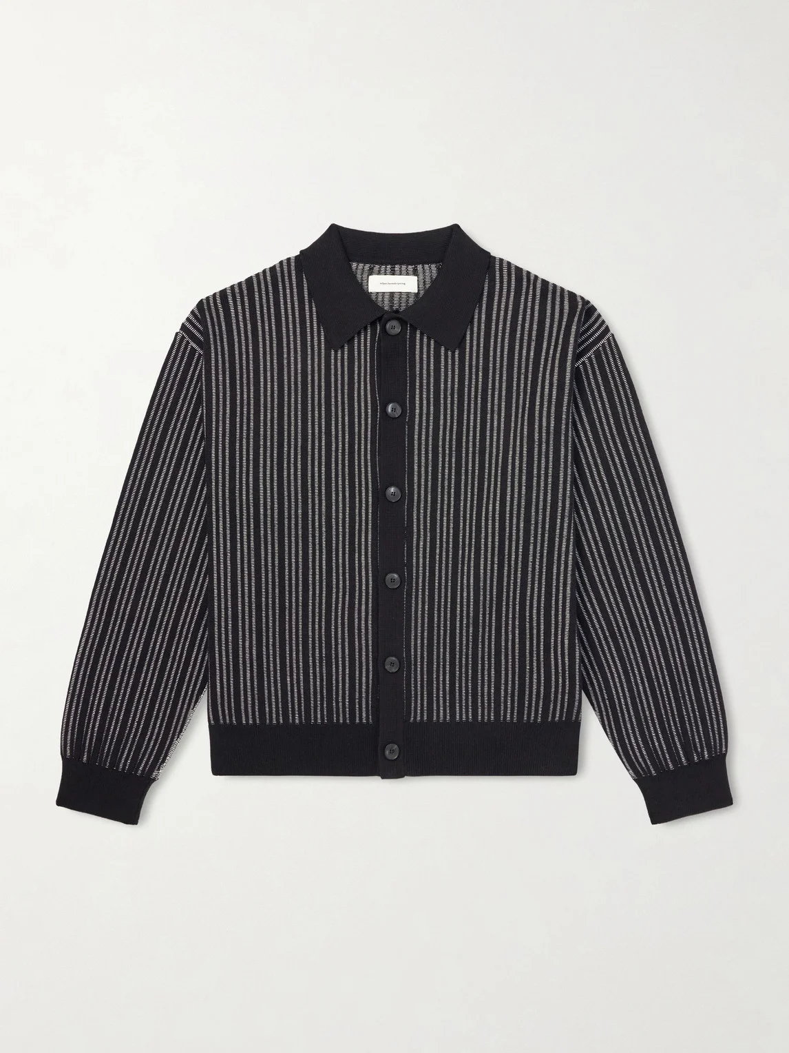 Formal Striped Ribbed Cotton Cardigan - 1