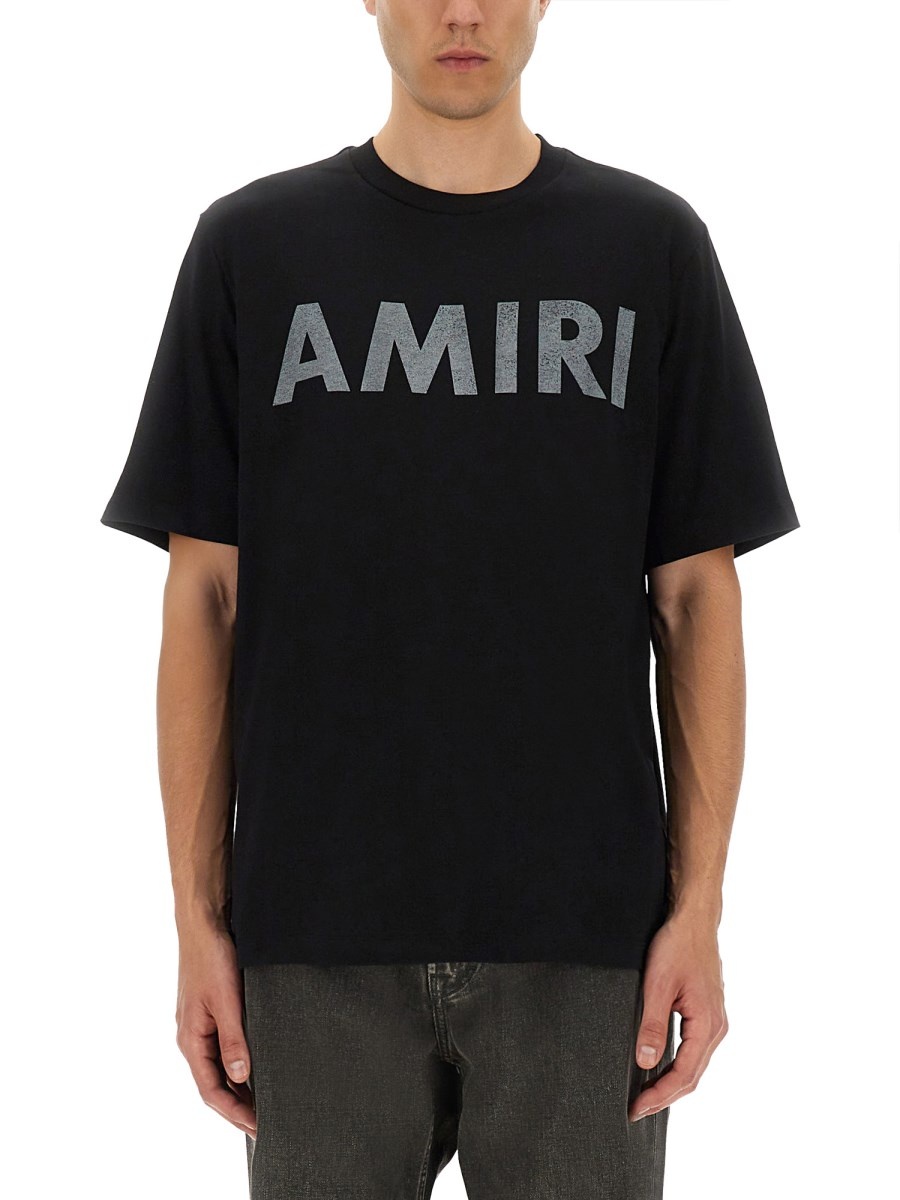 COTTON T-SHIRT WITH AMIRI STENCIL PRINT - 1