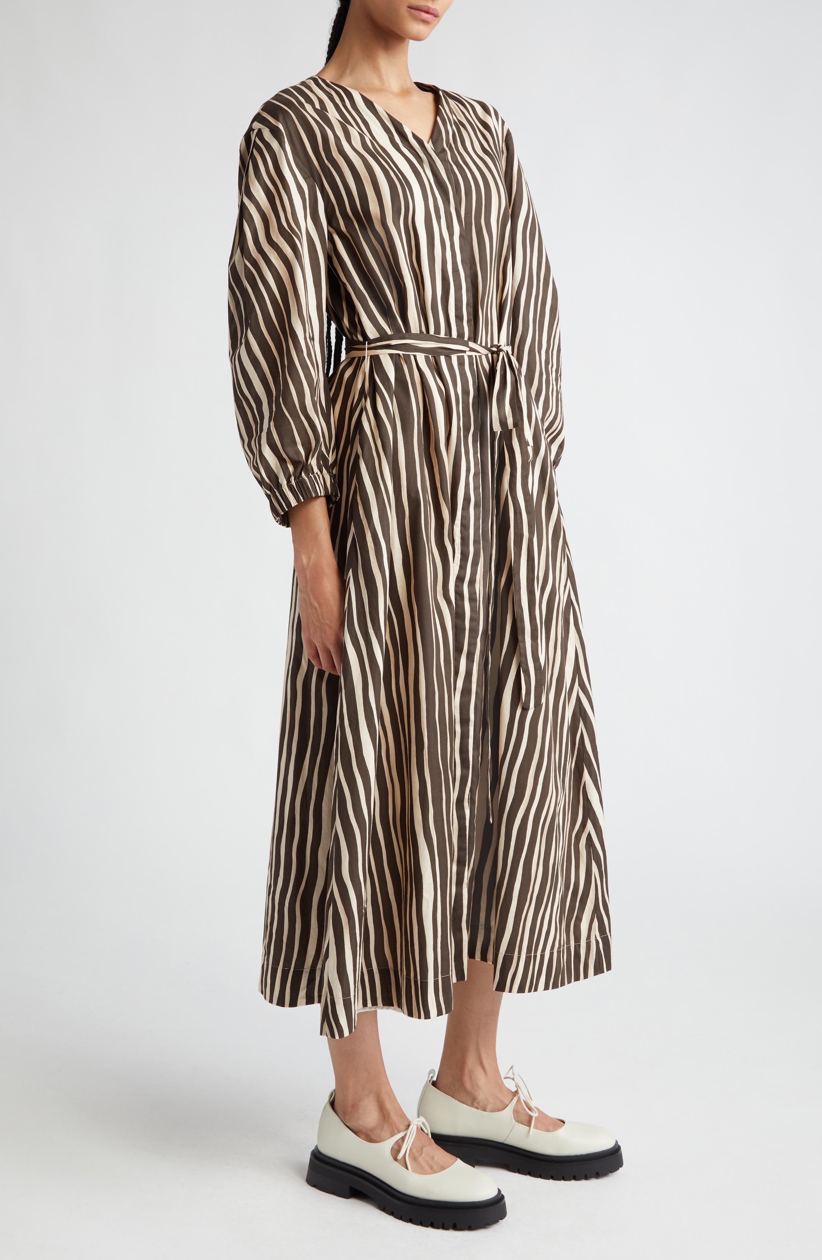 Pomelia Wavy Stripe Cotton Voile Shirtdress - 3