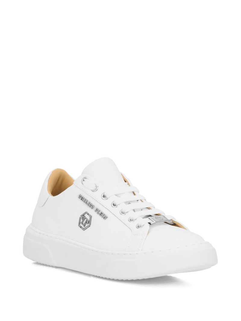 PHILIPP PLEIN hexagon-logo leather sneakers outlook